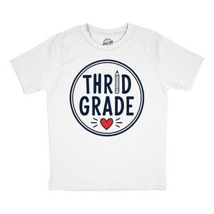Youth Funny T Shirts Third Grade Pencil Circle Heart Tee For Kids